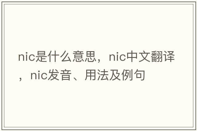 NIC是什么意思，NIC中文翻譯，NIC發(fā)音、用法及例句