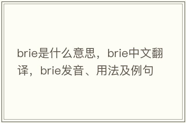 brie是什么意思，brie中文翻譯，brie發(fā)音、用法及例句
