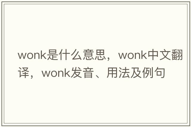wonk是什么意思，wonk中文翻譯，wonk發(fā)音、用法及例句