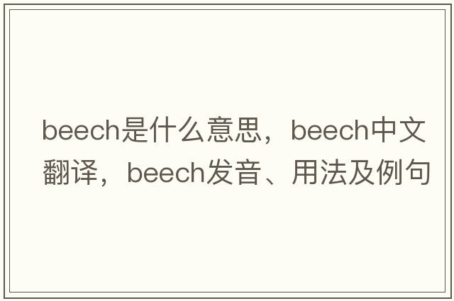 beech是什么意思，beech中文翻譯，beech發(fā)音、用法及例句