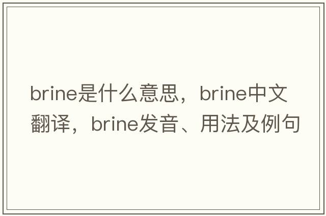 brine是什么意思，brine中文翻譯，brine發(fā)音、用法及例句