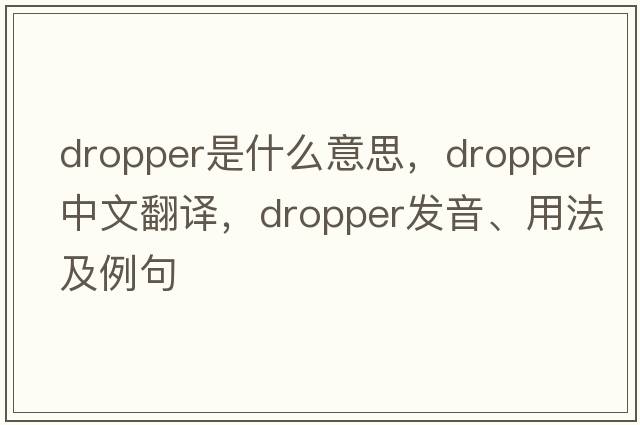 dropper是什么意思，dropper中文翻譯，dropper發(fā)音、用法及例句