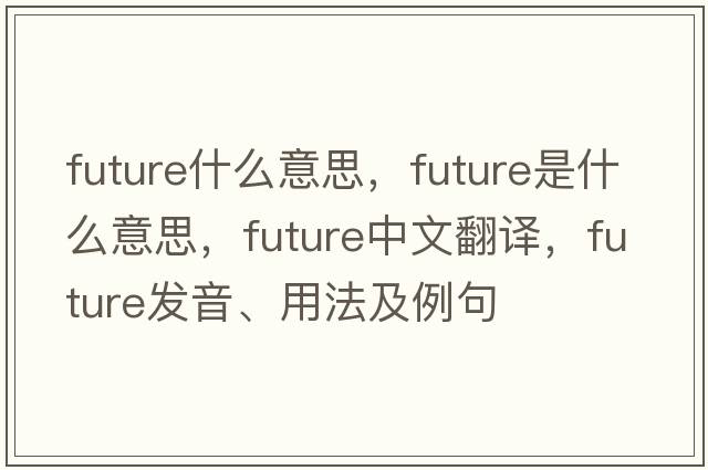 future什么意思，future是什么意思，future中文翻譯，future發(fā)音、用法及例句