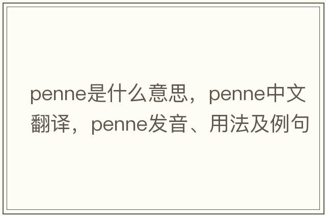 penne是什么意思，penne中文翻譯，penne發(fā)音、用法及例句