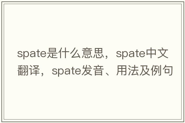 spate是什么意思，spate中文翻譯，spate發(fā)音、用法及例句
