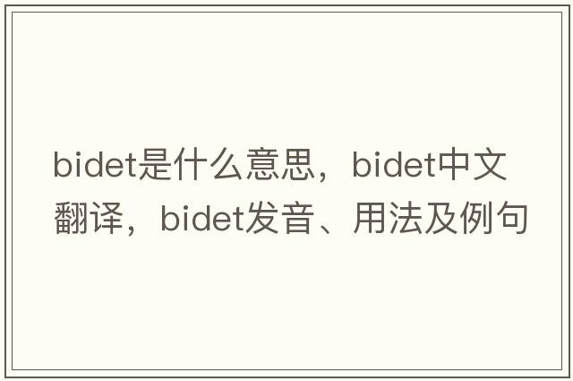 bidet是什么意思，bidet中文翻譯，bidet發(fā)音、用法及例句
