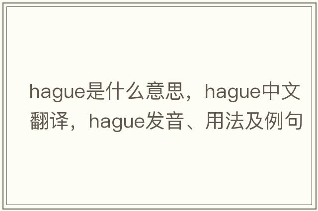 Hague是什么意思，Hague中文翻譯，Hague發(fā)音、用法及例句