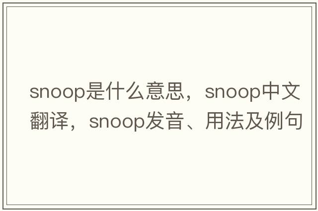 snoop是什么意思，snoop中文翻譯，snoop發(fā)音、用法及例句