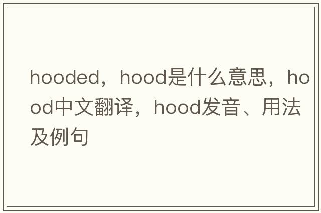 hooded，hood是什么意思，hood中文翻譯，hood發(fā)音、用法及例句