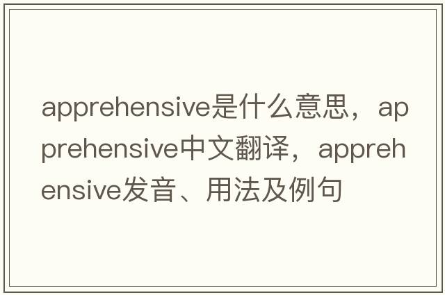 apprehensive是什么意思，apprehensive中文翻譯，apprehensive發(fā)音、用法及例句