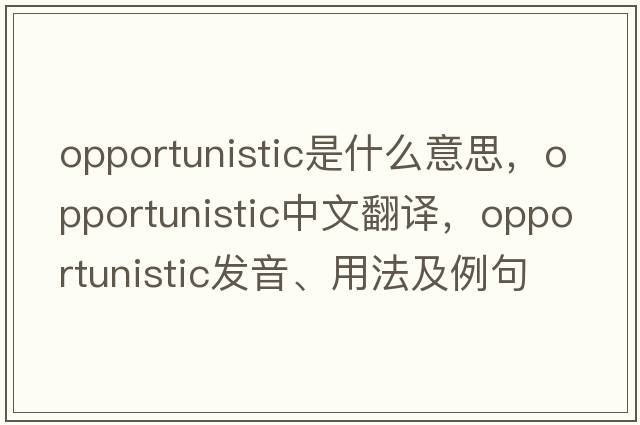 opportunistic是什么意思，opportunistic中文翻譯，opportunistic發(fā)音、用法及例句