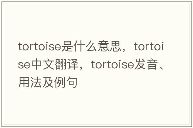 tortoise是什么意思，tortoise中文翻譯，tortoise發(fā)音、用法及例句