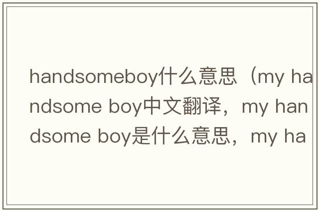handsomeboy什么意思（my handsome boy中文翻譯，my handsome boy是什么意思，my handsome boy發(fā)音、用法及例句）