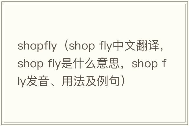 shopfly（shop fly中文翻譯，shop fly是什么意思，shop fly發(fā)音、用法及例句）