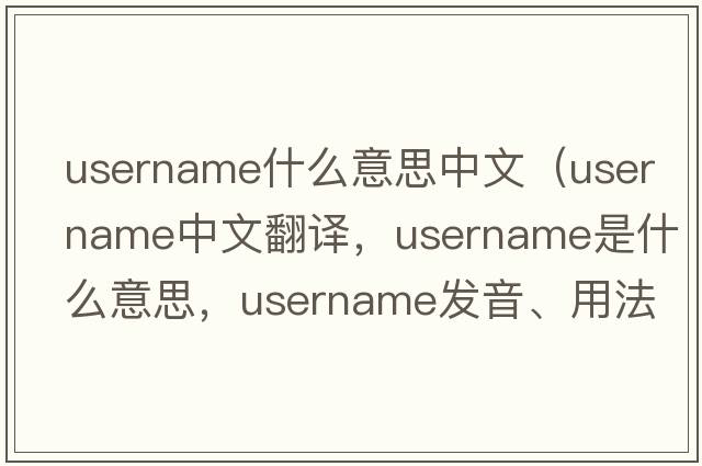 username什么意思中文（username中文翻譯，username是什么意思，username發(fā)音、用法及例句）