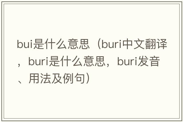bui是什么意思（Buri中文翻譯，Buri是什么意思，Buri發(fā)音、用法及例句）