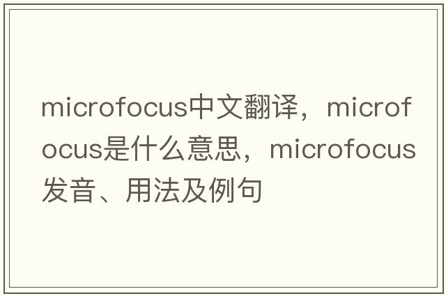 microfocus中文翻譯，microfocus是什么意思，microfocus發(fā)音、用法及例句