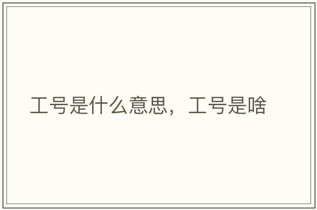 工號是什么意思，工號是啥